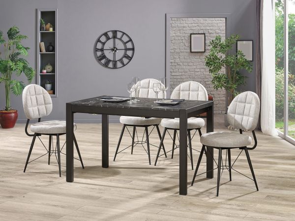 DAMLA SİYAH MERMER MASA TAKIMI