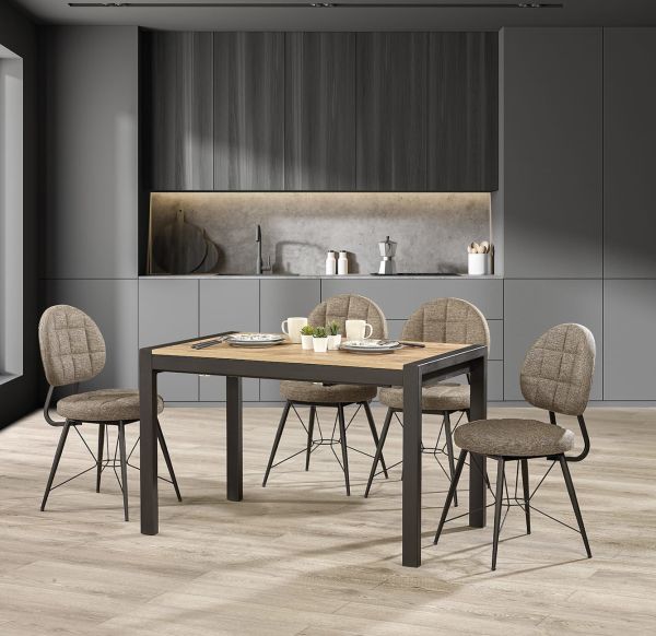 DAMLA SİYAH MERMER MASA TAKIMI