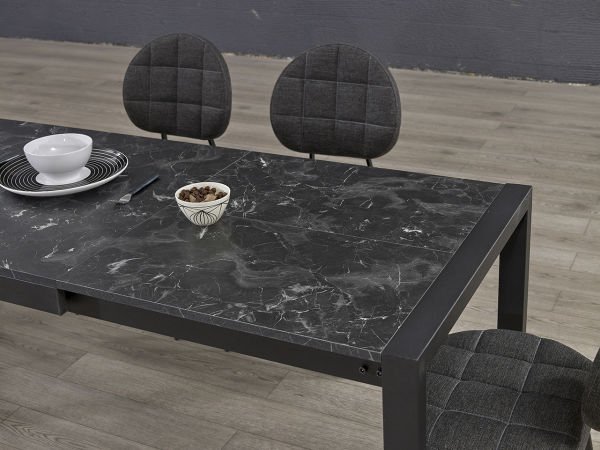 DAMLA SİYAH MERMER MASA TAKIMI