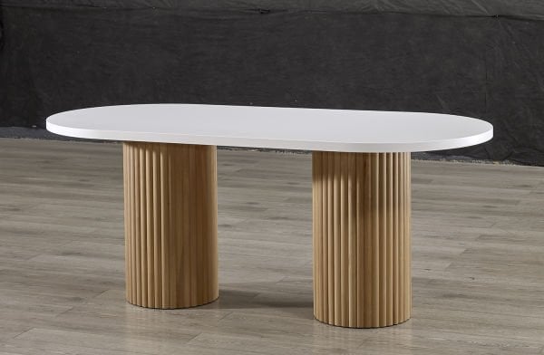 PTT OVAL BEYAZ + CEVİZ MASA TAKIMI