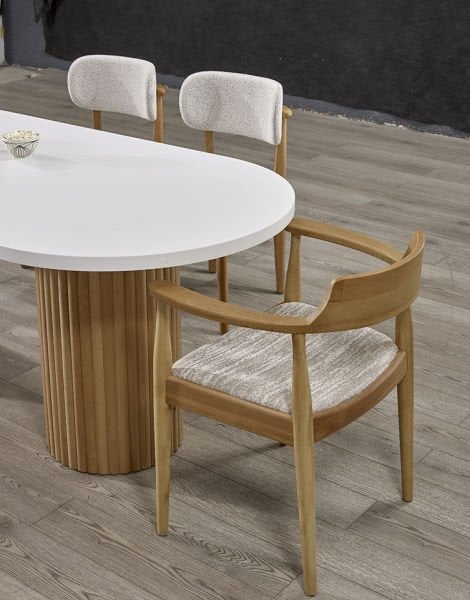 PTT OVAL BEYAZ + CEVİZ MASA TAKIMI