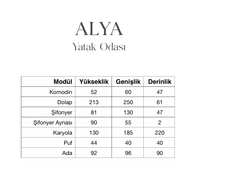 ALYA YATAK ODASI